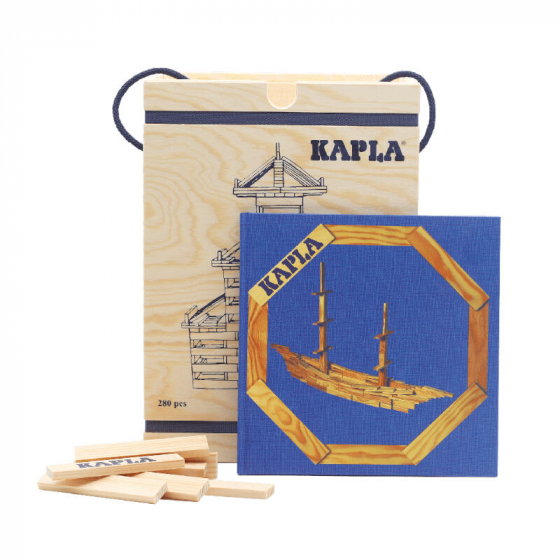 Mallette en bois de 280 kaplas + 1 livre d'art bleu - à partir de 8 ans