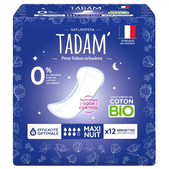 Tadam 12 serviettes pour fuites urinaires - Nuit Tadam 12 serviettes pour fuites urinaires - Nuit