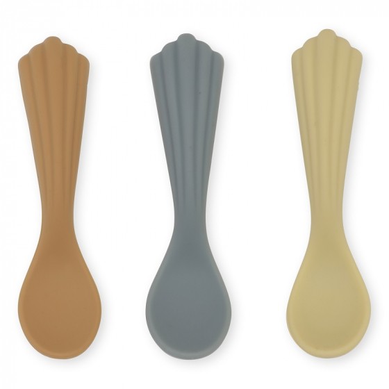 Lot de 3 Cuillères Shell Silicone - Warm Grey - Konges Sløjd Lot de 3 Cuillères Shell Silicone - Warm Grey - Konges Sløjd