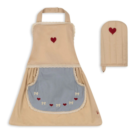 Tablier enfant avec broderie - Gris fumé - Konges Sløjd Tablier enfant avec broderie - Gris fumé - Konges Sløjd