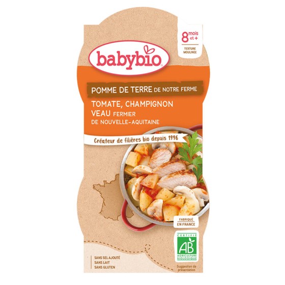 Bol Pomme de terre Tomate Champignons Veau 2x200g - BABYBIO Bol Pomme de terre Tomate Champignons Veau 2x200g - BABYBIO