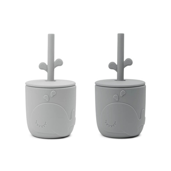 Tasse avec paille Peekaboo - 2-pack - Wally Grey