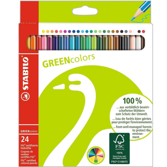 Crayons de couleur - 24 Stabilo GreenColors FSC
