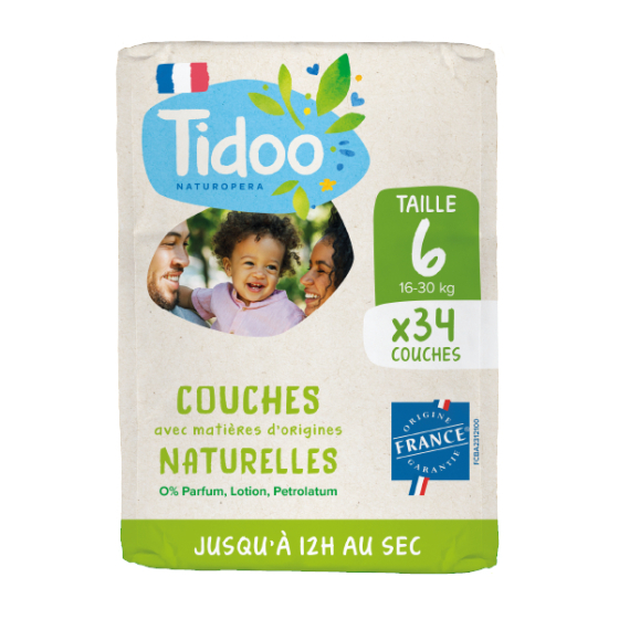 Couches naturelles Taille 6 (16-30kg) - 34 pcs - Tidoo Couches naturelles Taille 6 (16-30kg) - 34 pcs - Tidoo