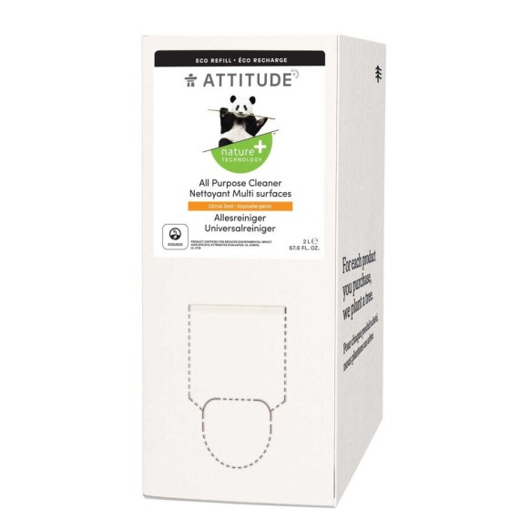 Eco-recharge nettoyant multi-surfaces Zeste de citron 2L - Attitude Eco-recharge nettoyant multi-surfaces Zeste de citron 2L - Attitude