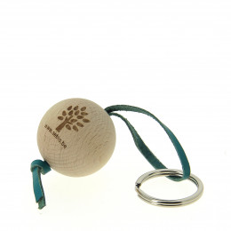 Porte-clés en bois FSC et cuir Sebio Turquoise