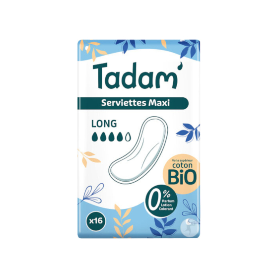 Serviettes hygiéniques dermo-sensitives Maxi Super pack de 16 - Tadam