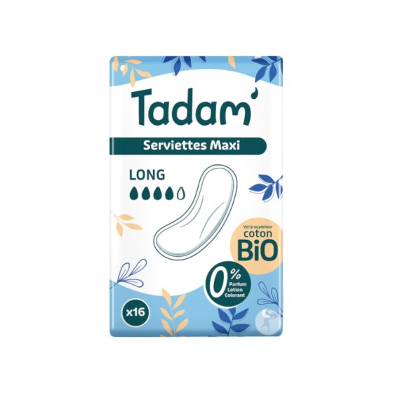 Serviettes hygiéniques dermo-sensitives Maxi Super pack de 16 - Tadam Serviettes hygiéniques dermo-sensitives Maxi Super pack de 16 - Tadam