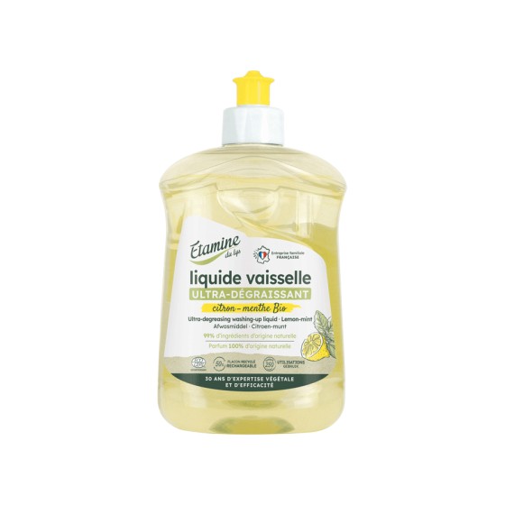 Liquide vaisselle main ultra dégraissant Citron & Menthe Bio 500 ml - Etamine du Lys