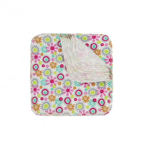 Lingettes lavables en flannelle - Fleur - Lot de 12 Lingettes lavables en flannelle - Fleur - Lot de 12