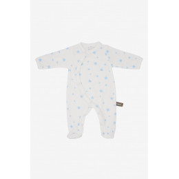 Pyjama velours en coton BIO - Etoiles bleues ciel