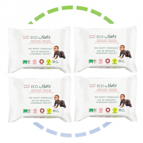 4 x Lingettes douces pour bébé - Sans parfum 100% ECO - 20pcs 4 x Lingettes douces pour bébé - Sans parfum 100% ECO - 20pcs