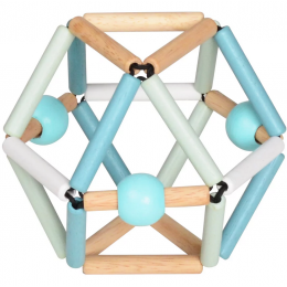 Hochet Grabber bois bleu ciel blanc