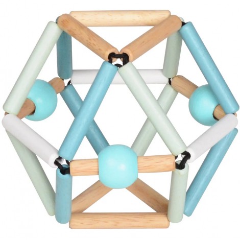 Hochet Grabber en bois - Bleu ciel et blanc - dès la naissance Hochet Grabber en bois - Bleu ciel et blanc - dès la naissance