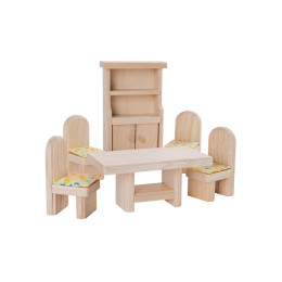 Salle à manger bois maison de poupée - à partir de 3 ans