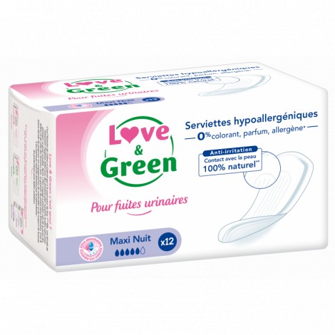 Serviettes fuites urinaires - Maxi nuit - 12 pièces Serviettes fuites urinaires - Maxi nuit - 12 pièces