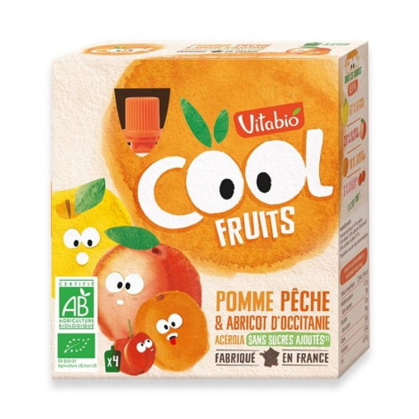 Cool Fruits - Pomme Pêche Abricot - 4 gourdes Cool Fruits - Pomme Pêche Abricot - 4 gourdes
