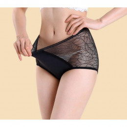Culotte menstruelle - Taille haute dentelles - Noir