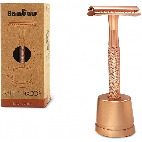 Rasoir de sûreté metal - or rose + socle Rasoir de sûreté metal - or rose + socle