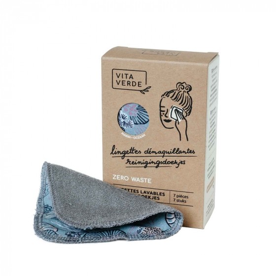 7 lingettes démaquillantes lavables - Coton Bio - Mer 7 lingettes démaquillantes lavables - Coton Bio - Mer