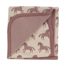 Couverture en coton BIO - Chevaux rose
