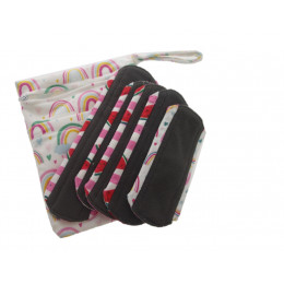 Kit de départ - serviettes hygiéniques lavables Minky - Pochette Arc en ciel et serviettes aléatoires