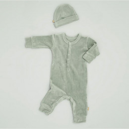 Bonnet bébé en velours - Forest green
