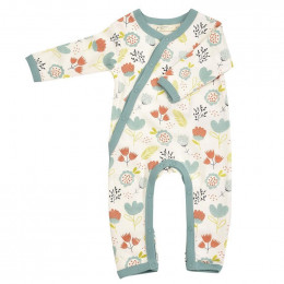 Pyjama kimono en coton BIO - Flowers Turquoise