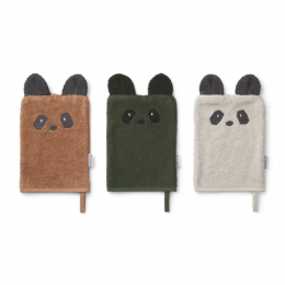 Set de 3 gants de toilette Sylvester - Panda mix