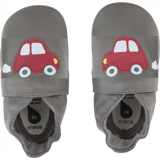 Chaussons Soft Sole Grey Red Racing Car 001-10 