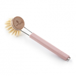 Brosse à vaisselle manche en silicone - Tête remplaçable - Rose