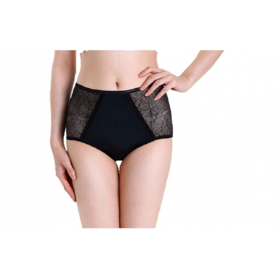 Culotte menstruelle - Taille haute dentelles - Noir