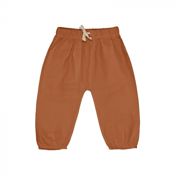 Pantalon en mousseline - coton biologique - rust