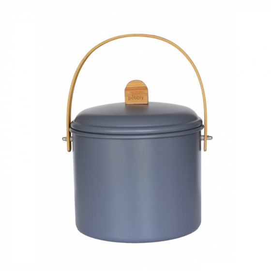 Seau d'intérieur à compost - acier et bambou - Gris foncé - 7 l Seau d'intérieur à compost - acier et bambou - Gris foncé - 7 l