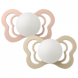Set de 2 tétines BIBS Couture phosphorescent - Rose poudré & Vanille
