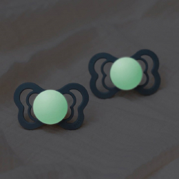 Set de 2 tétines BIBS Couture phosphorescent - Sauge & Gris nuage