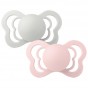 Set de 2 tétines BIBS Couture - Gris brume & Rose fleur