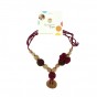 Collier d'allaitement et de portage Fleur - Cerise, chocolat et bouton en bois de pommier