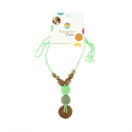 Collier d'allaitement et de portage - Vert et bouton en bois de pommier