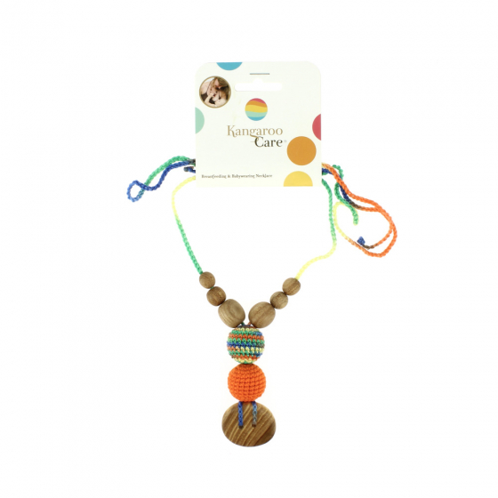 Collier d'allaitement et de portage - Multicolor et bouton en bois de pommier