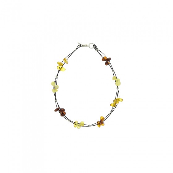 Bracelet fin et perles d'ambre adulte - Multicolor Bracelet fin et perles d'ambre adulte - Multicolor