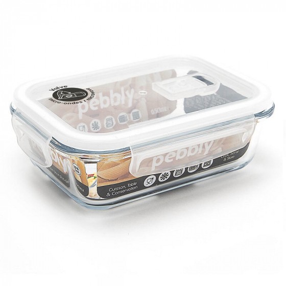 Plat en verre rectangulaire avec couvercle - 650 ml Plat en verre rectangulaire avec couvercle - 650 ml