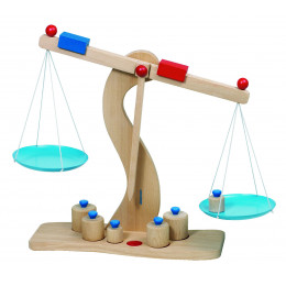 Balance en bois avec 6 poids - à partir de 3 ans